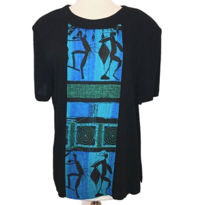 𝅺SOLITAIRE womens top SZ 14 beaded neckline Tribal